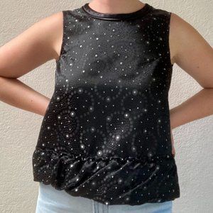 Tricot Comme des Garcons Black Sleeveless Jacquard Balloon Bubble Hem Top Medium